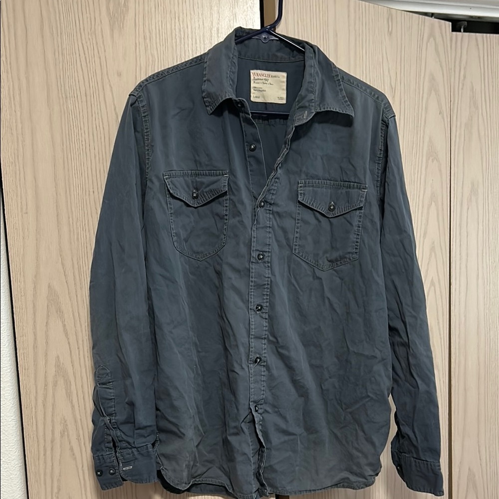 Wrangler Men's Dress Shirt - Dark Gray